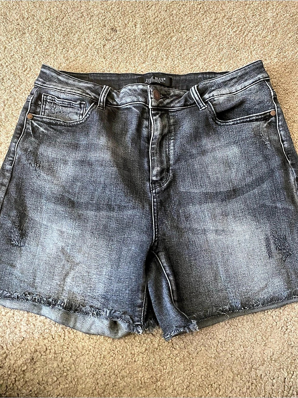 Judy Blue JB150035 Denim Shorts Size 2XL Black Distressed Frayed